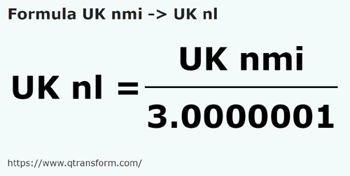 formule Imperiale zeemijlen naar Imperiale zeeleugas - UK nmi naar UK nl