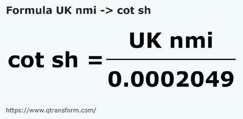 formule Imperiale zeemijlen naar Korte el - UK nmi naar cot sh