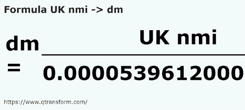formula Milhas marítimas britânicas em Decímetros - UK nmi em dm