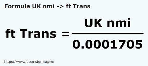 formulu BK deniz mili ila Foot Transilvania - UK nmi ila ft Trans