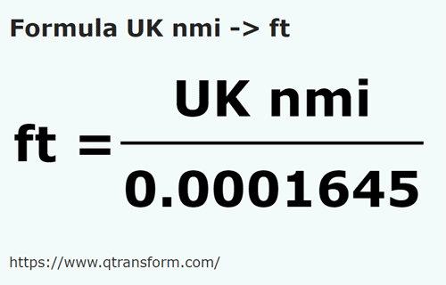 formula Mila morska brytyjska na Stopy - UK nmi na ft