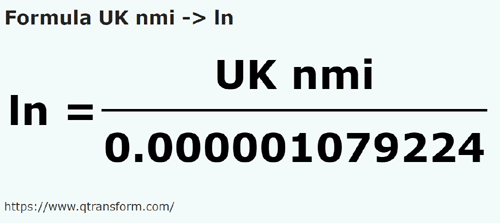 umrechnungsformel Britische Seemeilen in Leitung - UK nmi in ln