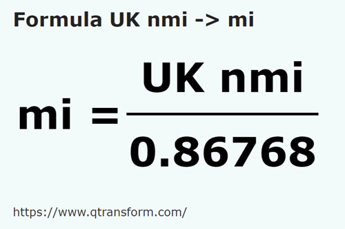 formula Mila morska brytyjska na Mile - UK nmi na mi