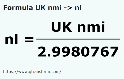 formula Batu nautika UK kepada Liga nautika - UK nmi kepada nl