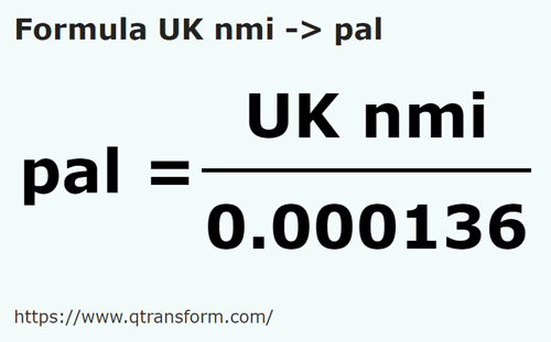 formula UK nautical miles to Palms - UK nmi to pal