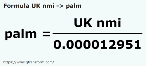 umrechnungsformel Britische Seemeilen in Palmac - UK nmi in palm