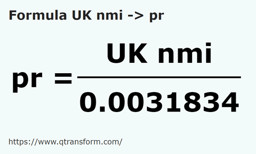 formula Millas marinas británicas a Palos - UK nmi a pr