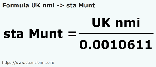 umrechnungsformel Britische Seemeilen in Stânjeni (Muntenia) - UK nmi in sta Munt