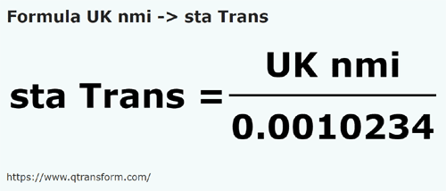formula UK nautical miles to Fathoms (Transilvania) - UK nmi to sta Trans