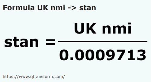 formula UK nautical miles to Fathoms - UK nmi to stan