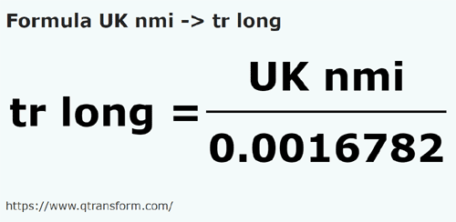formulu BK deniz mili ila Uzun kamış - UK nmi ila tr long