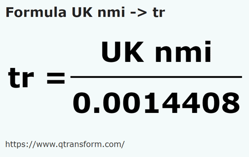 formula Milhas marítimas britânicas em Canas - UK nmi em tr