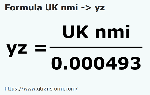 formule Imperiale zeemijlen naar Yard - UK nmi naar yz