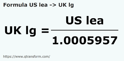 formule Leugas naar Imperiale leugas - US lea naar UK lg