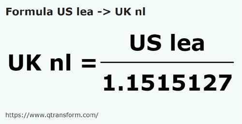 formule Leugas naar Imperiale zeeleugas - US lea naar UK nl