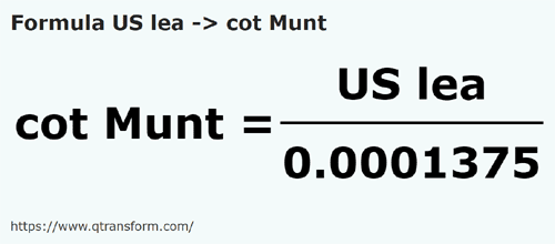 formule Lieues américaines en Coudèes (Muntenia) - US lea en cot Munt