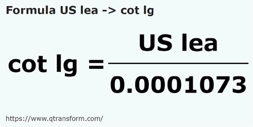 formule Lieues américaines en Grande coudèes - US lea en cot lg
