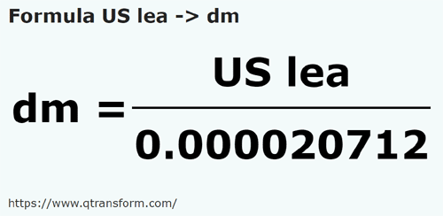 formula Ligi lądowe amerykańska na Decymetry - US lea na dm