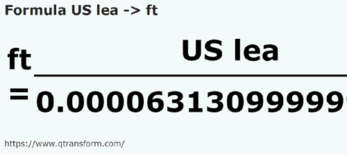formula Ли́га США в фут - US lea в ft