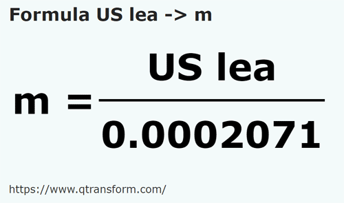 formula Liga US kepada Meter - US lea kepada m