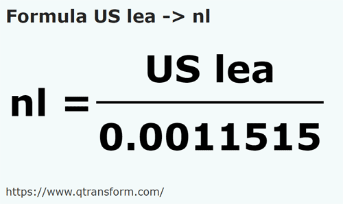 formula US leagues to Nautical leagues - US lea to nl
