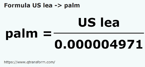 formula Liga US kepada Tapak tangan - US lea kepada palm