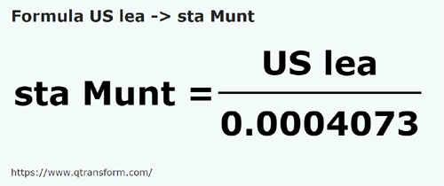 formula US leagues to Fathoms (Muntenia) - US lea to sta Munt