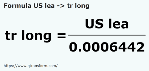 formula Liga US kepada Kayu pengukur panjang - US lea kepada tr long