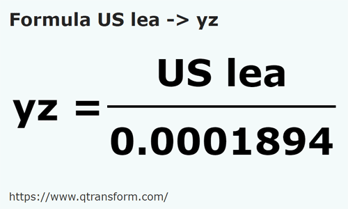 formula Léguas americanas em Jardas - US lea em yz