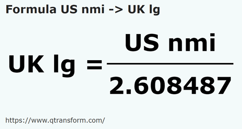formula Mile morska amerykańskiej na Ligi lądowe brytyjska - US nmi na UK lg