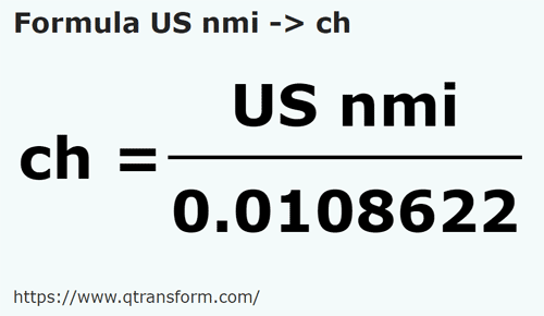 formula Milhas náuticas americanas em Cadeias - US nmi em ch