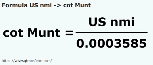 formula Milhas náuticas americanas em Côvados (Muntenia) - US nmi em cot Munt