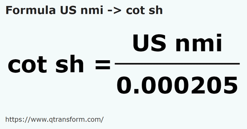 formula Mile morska amerykańskiej na Krótki łokieć - US nmi na cot sh