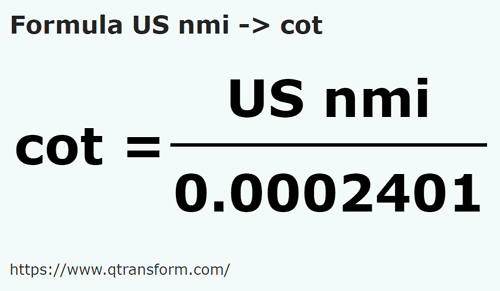 formula Migli nautici US in Cubito - US nmi in cot