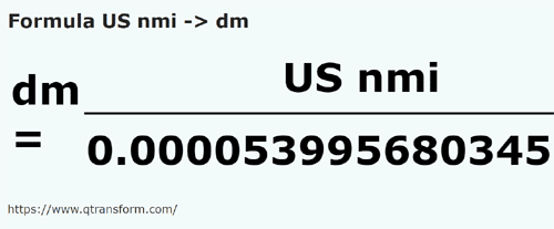 formula Милосердие ВМС США в дециметр - US nmi в dm