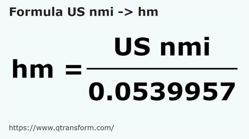 vzorec Námořní míle USA na Hektometrů - US nmi na hm