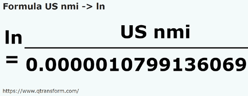 formula Милосердие ВМС США в линия - US nmi в ln