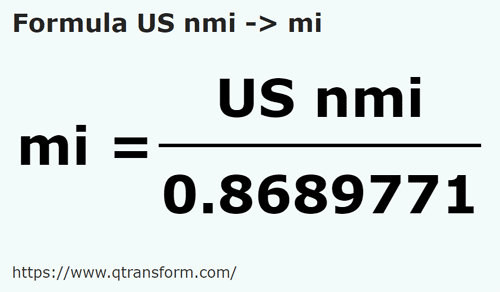 formula Mile morska amerykańskiej na Mile - US nmi na mi