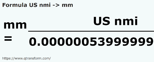 umrechnungsformel Amerikanische Seemeilen in Millimeter - US nmi in mm