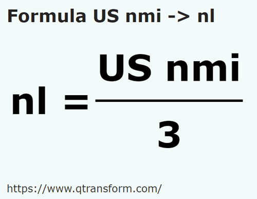 formula Millas náuticas estadounidenses a Leguas marinas - US nmi a nl
