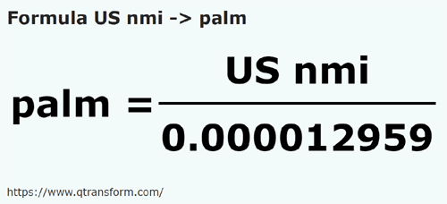 formula Mile morska amerykańskiej na Szerokości dłoni - US nmi na palm
