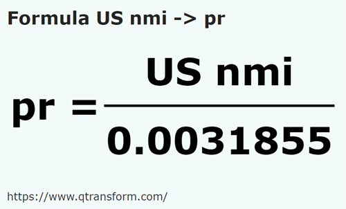 formule Amerikaanse zeemijlen naar Prajini - US nmi naar pr