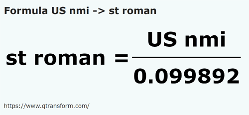 formule Amerikaanse zeemijlen naar Romeinse stadia - US nmi naar st roman