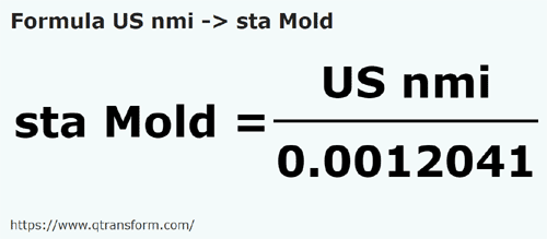 formula Millas náuticas estadounidenses a Stânjenes (Moldova) - US nmi a sta Mold