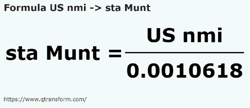 umrechnungsformel Amerikanische Seemeilen in Stânjeni (Muntenia) - US nmi in sta Munt