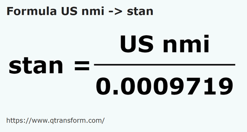 formula Milhas náuticas americanas em Stânjens - US nmi em stan