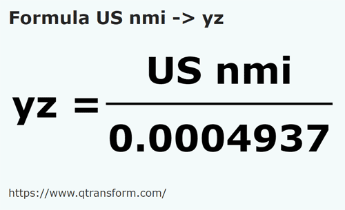 formule Amerikaanse zeemijlen naar Yard - US nmi naar yz