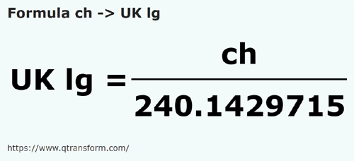 formula Cadeias em Léguas imperials - ch em UK lg