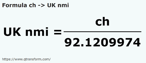 formula Cadeias em Milhas marítimas britânicas - ch em UK nmi