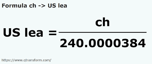 formula Cadeias em Léguas americanas - ch em US lea